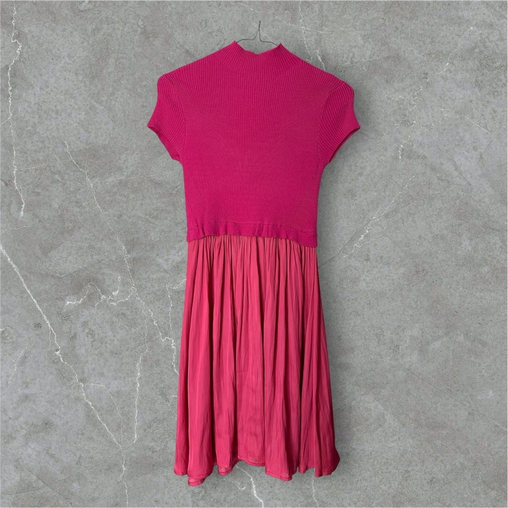 Patchwork mock neck-dress